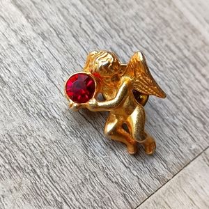 Vintage Avon brooch angel with red colored Stone